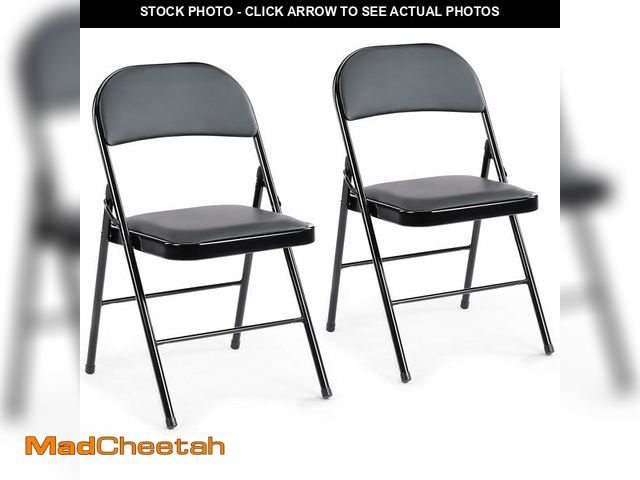 Lot 74-12664241 - DUMOS 2 Pack Leather Padded Folding Chair, Indoor Outdoor Portable Stackable Commercial Seat with St...