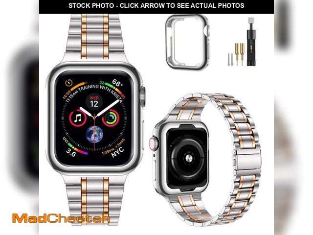 Lot 74-11553655 - MioHHR Solid Stainless Steel Band Compatible with Apple Watch 41mm, Metal Strap with Soft TPU Case f...