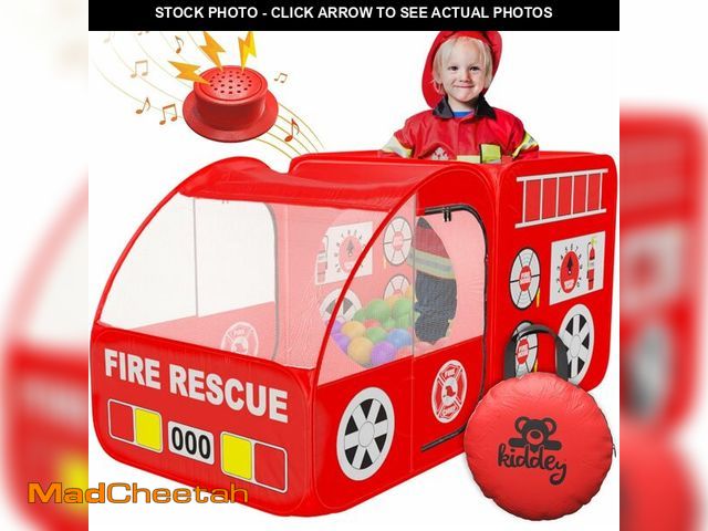 Lot 74-10902792 - Kiddey Fire Truck Play Tent for Kids - Firetruck Tents with Sirens and Fireman Sound Button for Girl...
