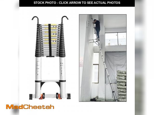 Lot 74-12241892 - JADDUO Telescoping Ladder,27.9 FT Extension Ladder,Aluminum Lightweight Telescopic Ladder with 2 Tri...