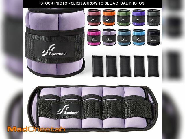 Lot 74-14213777 - Sportneer Adjustable Ankle Weights Set - 1 Pair (2-10 lbs) Removable Sandbags for Women &amp; Men, C...