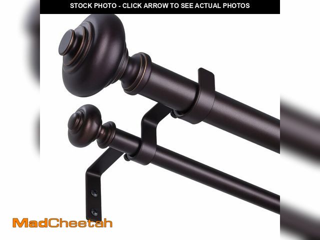 Lot 74-13567170 - Bronze Double Curtain Rods for Windows 72 to 144 inch, Farmhouse Vintage Decorative 1 Inch Adjustabl...