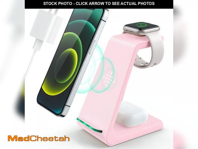 Lot 74-11558945 - Wireless Charging Station, 3 in 1 Fast Desk Charging Station, Wireless Charger Stand for iPhone 15/1...