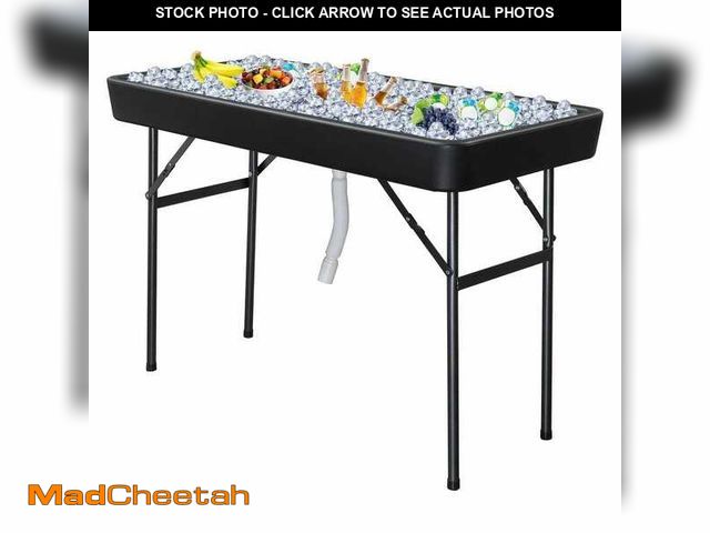 Lot 74-12584818 - *DIRTY* Karl home 48 in. Black Folding Ice Picnic Table with Removable Matching Skirt*DIRTY*  - USED