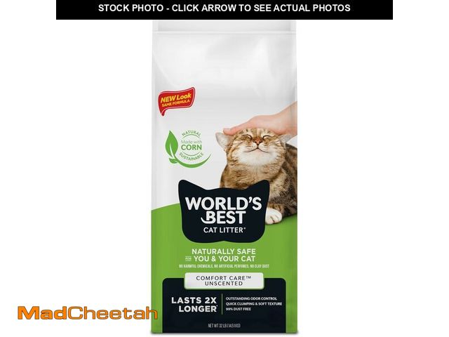 Lot 74-13734095 - WORLD'S BEST CAT LITTER Comfort Care Unscented, 32-Pounds - Natural Ingredients, Quick Clumping, Flu...