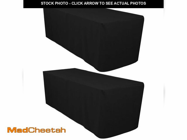 Lot 74-14272830 - Surmente 2 Pack Black Fitted Tablecloths for 6 Foot Rectangle Tables, Black Table Covers for Wedding...