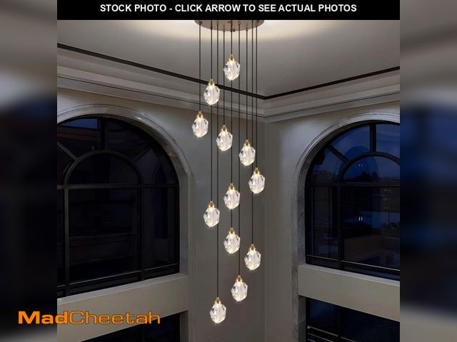 Lot 74-12232282 - VACIMILE 12-Light Crystal Chandelier - Diamond K9 Crystal Chandelier for Staircases 116" Long Adjust...