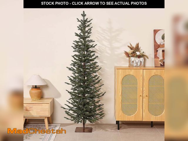 Lot 74-13055234 - Artificial Pencil Christmas Tree 6ft PE Realistic Unlit Green - Full Branches Easy Assembly with Dur...