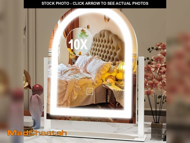 Lot 74-12977291 - ROLOVE Lighted Makeup Mirror with 3-Color Dimmable Lighting, with Removable 10x Magnifier, Smart Tou...