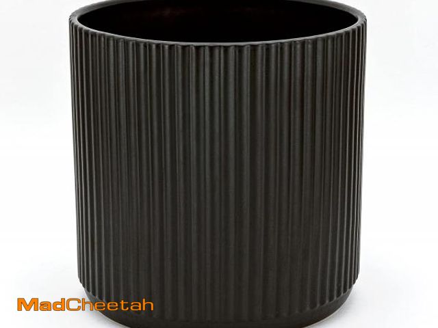 Lot 74-12398834 - Basics Fluted Ceramic Round Planter, 10-inch, Black - UNUSED