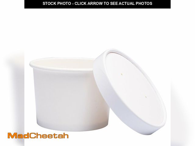 Lot 74-14265051 - Belinlen 50 SET 8 OZ Disposable White Ice Cream Cups with Lids Medium Hot and Cold To Go Cups Paper ...