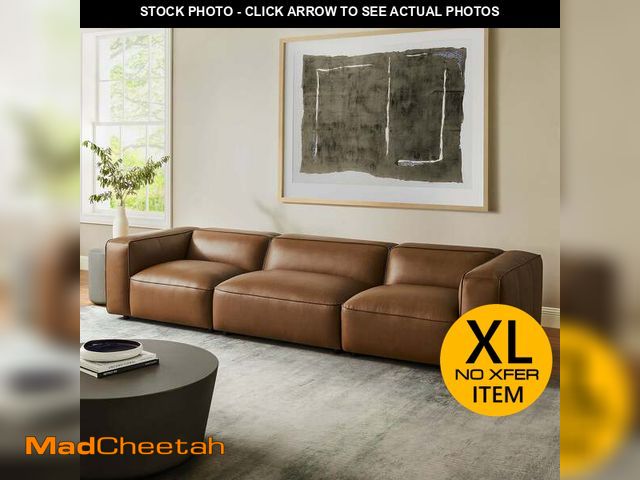 Lot 74-14394432 - Auren 3-Piece Upholstered Vegan Leather Modular Sofa in Coffee - UNUSED
