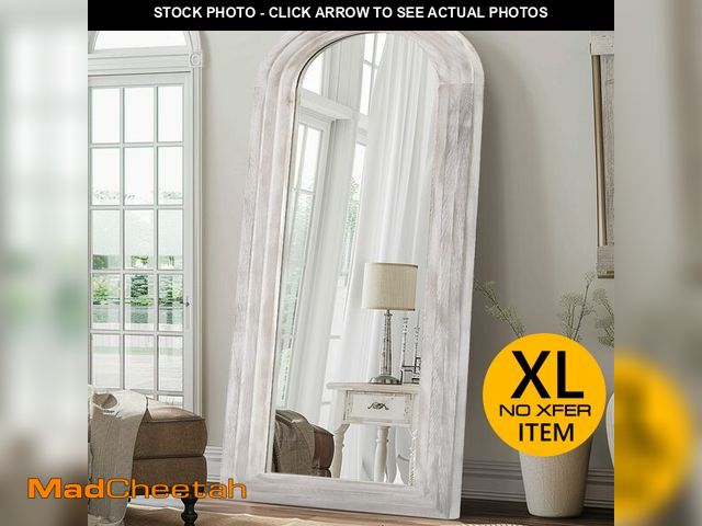 Lot 74-13937089 - ZHUNFA Arched Full Length Mirror with Solid Wood Frame, 71x32 Farmhouse Wall Mirror Full Length with...