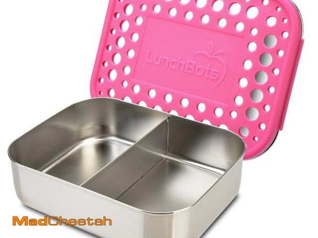 Lot 74-12117638 - LunchBots Medium Duo Snack Container - Divided Stainless Steel Food Container - Two Sections for Hal...