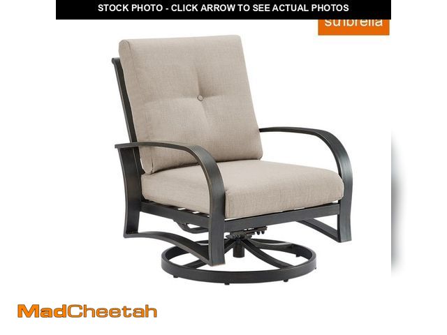 Lot 74-14246460 - ULAX FURNITURE Swivel Aluminum Outdoor Lounge Chair with Beige Sunbrella Cushions (1-Pack) - UNUSED