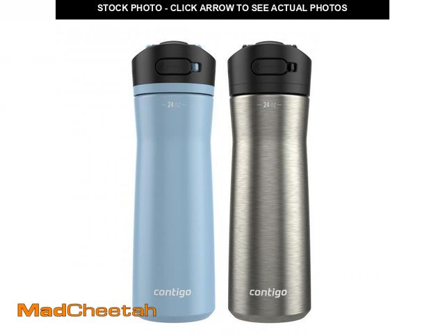 Lot 74-12113114 - Contigo Ashland Chill 2.0 Water Bottle, 24 oz, 2-Pack, Glacier; Stainless steel w/Licorice - USED