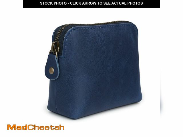 Lot 74-12882426 - TheAntiq Blue Leather Cosmetic Bags For Women Travel Set - HandCrafted Zipper Coin Pouch Blue Makeup...