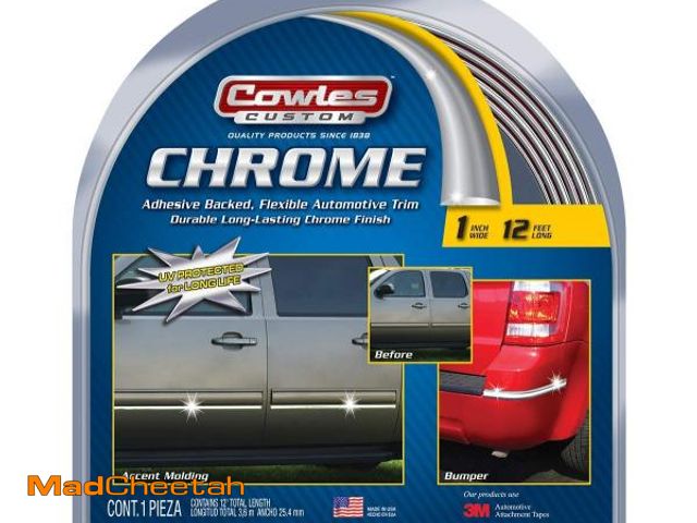 Lot 74-12214638 - Cowles - Premium Universal Body Molding for All Vehicles - Easy Install, Chrome Finish, 1" by 12 ft,...