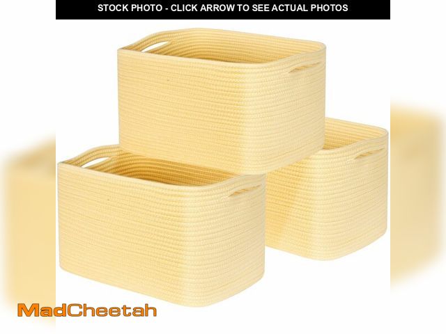 Lot 74-14337195 - MINTWOOD Design 3-Pack Decorative Woven Storage Baskets for Shelves, Cube Bin Box for Organizing Boo...