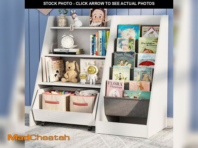 Lot 74-13780923 - 4-Tier Kids Bookshelf and Toy Storage, Book Shelf for Kids Rooms, Wooden bookcase for Toddler Childr...