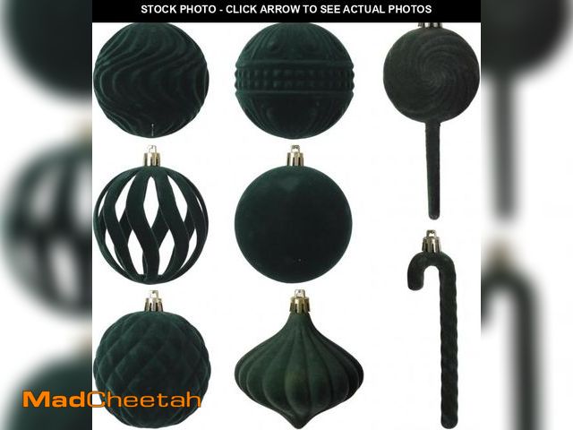 Lot 74-10972405 - Senjie 2024 Velvet Christmas Ball Ornaments Sets 63pcs Bulk Flocked Christmas Ornaments Assortment D...