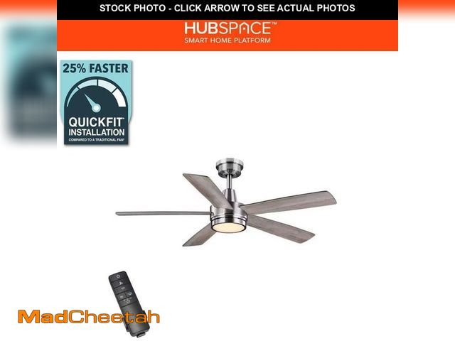 Lot 74-12533912 - Hampton Bay Fanelee 54 in. White Color Changing LED Brushed Nickel Smart Ceiling Fan with Light Kit ...