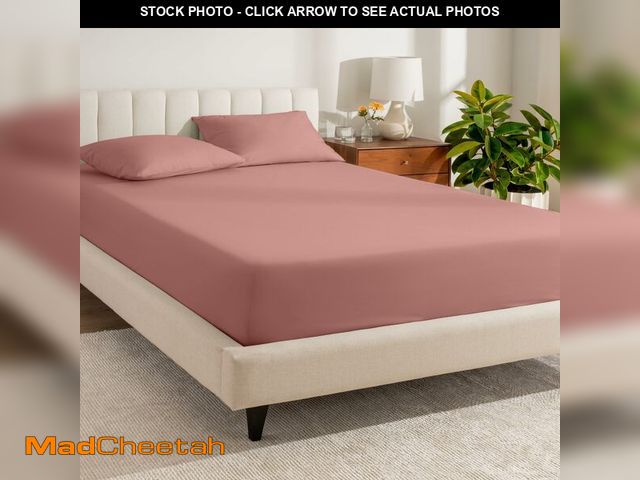 Lot 74-13566618 - Bare Home 100% Organic Cotton Queen Fitted Sheet - Crisp Percale Weave - Lightweight &amp; Breathabl...