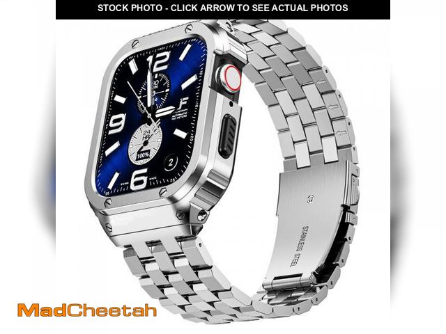 Lot 74-12121497 - SUPLINK Stainless Steel Case and Band Compatible with Apple Watch Bands 45mm for Men, Metal Rugged P...