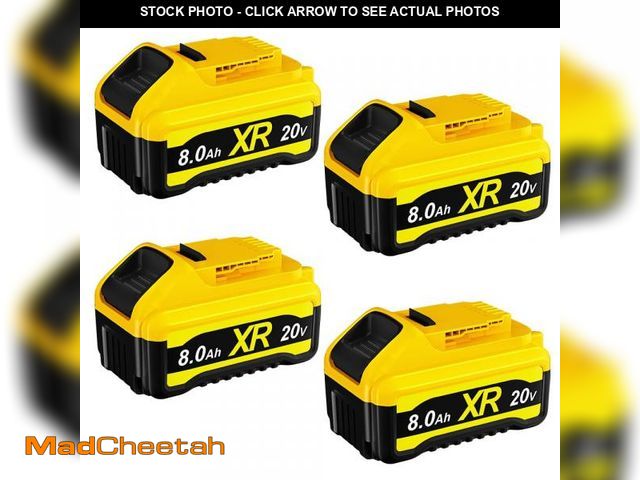 Lot 74-12308593 - JUNWOOD 4Pack 8.0Ah Replacement for Dewalt 20V MAX Battery Lithium XR Cordless Tools DCB180 DCB205 D...