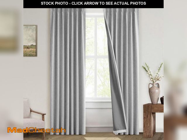 Lot 74-12356463 - MIULEE Linen Pinch Pleated 100% Blackout Curtains for Bedroom 90 Inches Long 2 Panels Set - Back Tab...