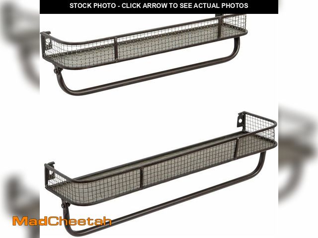 Lot 74-12827674 - Creative Co-Op Metal Wall Shelves with Hanging Bar (Set of 2 Sizes) - UNUSED