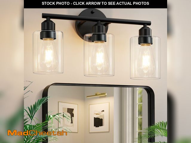 Lot 74-14430413 - Percantis 3-Light Black Modern Bathroom Vanity Light Fixtures, 17.3" - UNUSED