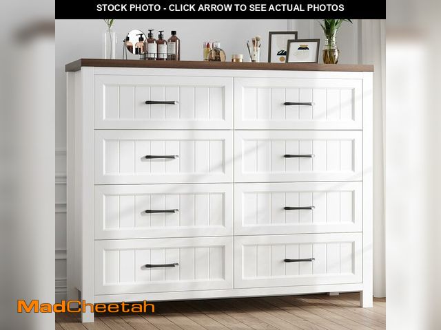 Lot 74-12630754 - Jocoevol 8 Drawer Dresser for Bedroom with Deep Drawers, Large Wooden Double Farmhouse Dresser Chest...