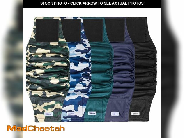 Lot 74-12977201 - Reusable Dog Diapers Male, Premium Washable Belly Bands for Male Dogs, Pack of 5, High Absorbing XXL...