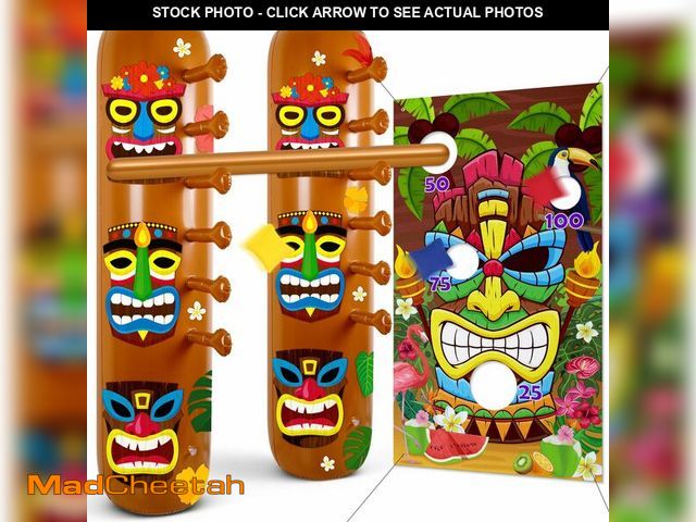 Lot 74-14263466 - 2 Sets Hawaiian Luau Party Decorations Ã¢â¬â Summer Tiki Theme Inflatable Limbo with Toss Game Se...