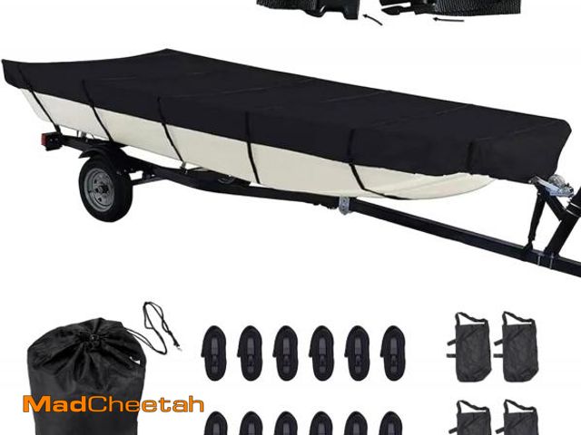 Lot 74-12437857 - Jon Boat Cover 12ft 420D Waterproof Trailerable Jon Boat Upgraded Version with Additional Fixing Acc...