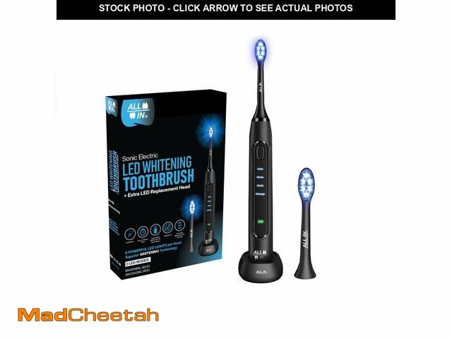 Lot 74-12698006 - ALL-IN Sonic Rechargeable LED Whitening Toothbrush - Blue &amp; RED LED Light Technology - 4 Advance...