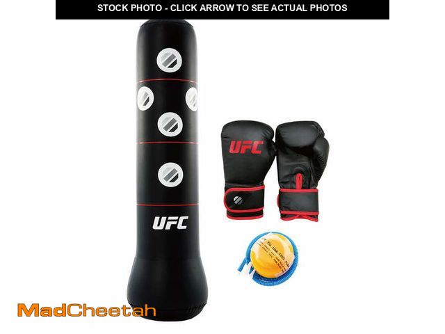 Lot 74-12859503 - UFC Youth &amp; Adult Inflatable Boxing Freestanding Punching Bag with Pump, 5 ft, Black - UNUSED