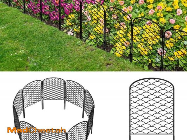 Lot 74-12138017 - Skcoipsra Decorative Garden Fence 10 Pack, 24in(H) x 10.8ft(L) Animal Barrier Fence, Rustproof Metal...