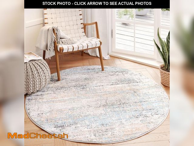 Lot 74-12435330 - Dripex Abstract Contemporary Indoor Area Rug, 4' Round Soft Fluffy Carpet for Living Room Bedroom Ki...