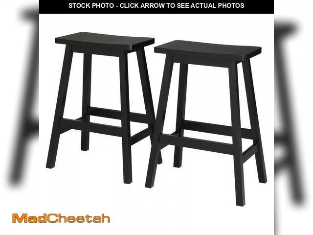 Lot 74-12512303 - Ktaxon Set of 2 Saddle Seat 24" Bar Stools Wood Dining Room Kitchen Pub Chair,Black - UNUSED
