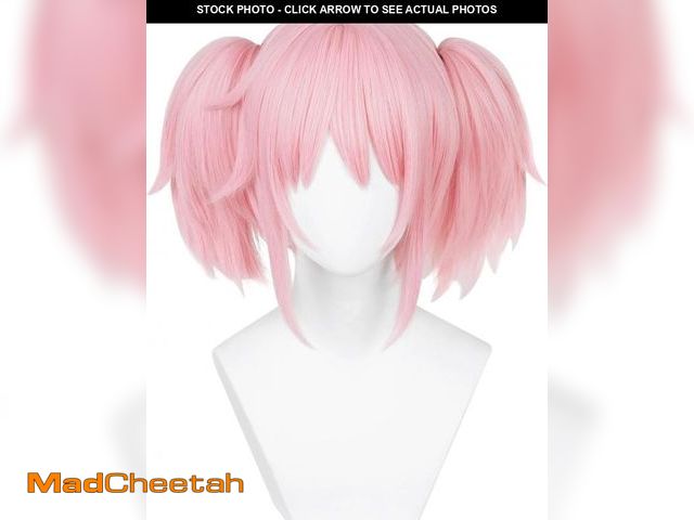 Lot 74-12328894 - Mado-ka Cosplay Wig Pink Ponytail Wigs with Bangs Short Light Pink Anime Cute Lolita Twin Tails Wig ...