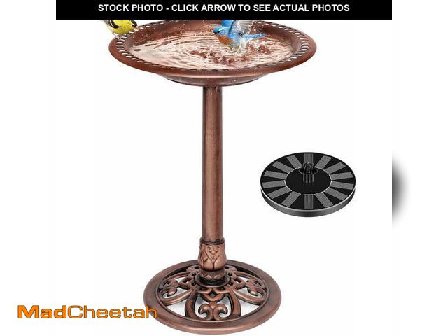Lot 74-14368835 - SPECSTAR Bird Bath, Polyresin Antique Outdoor Bronze Garden Birdbath and Solar Powered Round Pond Fo...