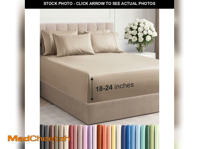 Lot 74-13568841 - Extra Deep Queen Sheet Set - 6 Piece Breathable and Cooling Sheets - Hotel Luxury Bedding for Women,...