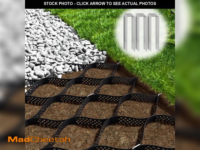 Lot 74-12436695 - Gravel Grid 4.4x33 FT with 20Pcs Landscape Staples, 2'' Thick Geogrid Ground Grid 1900 lbs per Sq Ft...