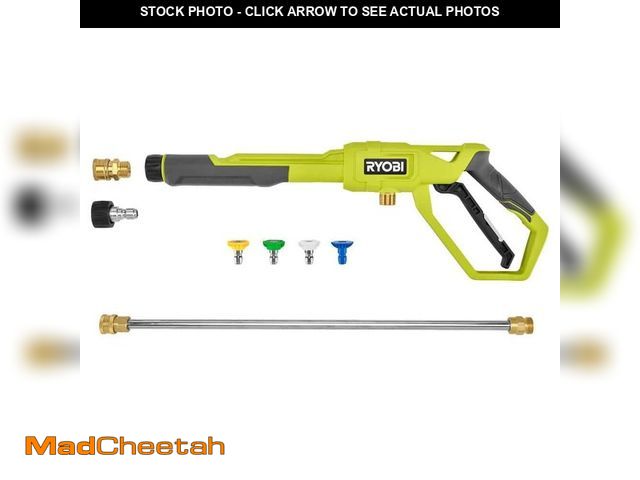 Lot 74-12794942 - (MISSING WAND) RYOBI Pressure Washer Trigger Handle Kit with Quick-Connect Adaptors, Nozzles and Wan...