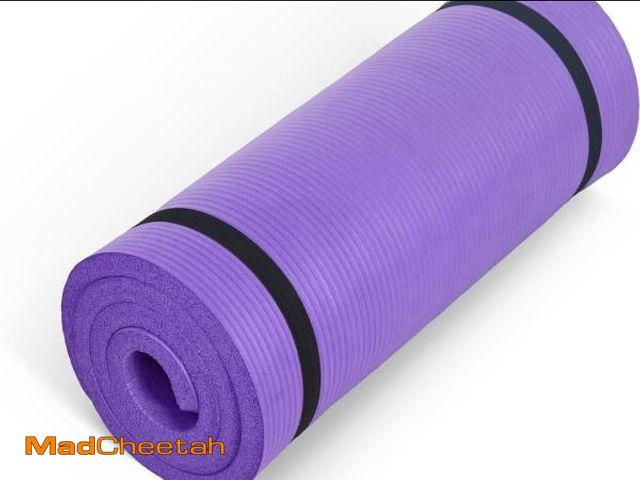 Lot 74-12098101 - CAP Barbell High Density Exercise Mat with strap, 74''x24''x1'' - Purple - UNUSED