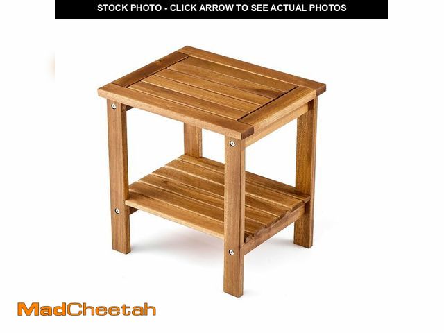 Lot 74-14273135 - THYOI Premium Acacia Wood Outdoor Side Table, Adirondack Square Patio End Table with 2-Tier Storage ...