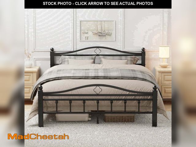 Lot 74-14609275 - (MISSING HARDWARE) Queen Bed Frame with Headboard - Heavy Duty  Bed Frame Queen Size Supports 1500LB...