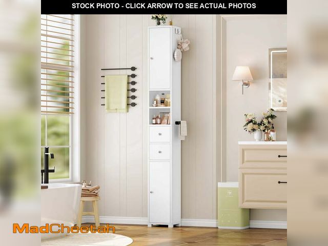 Lot 74-14586303 - Homfa 71" Tall Bathroom Storage Cabinet with Adjustable Shelves, 2 Doors &amp; Drawers Bathroom Stor...